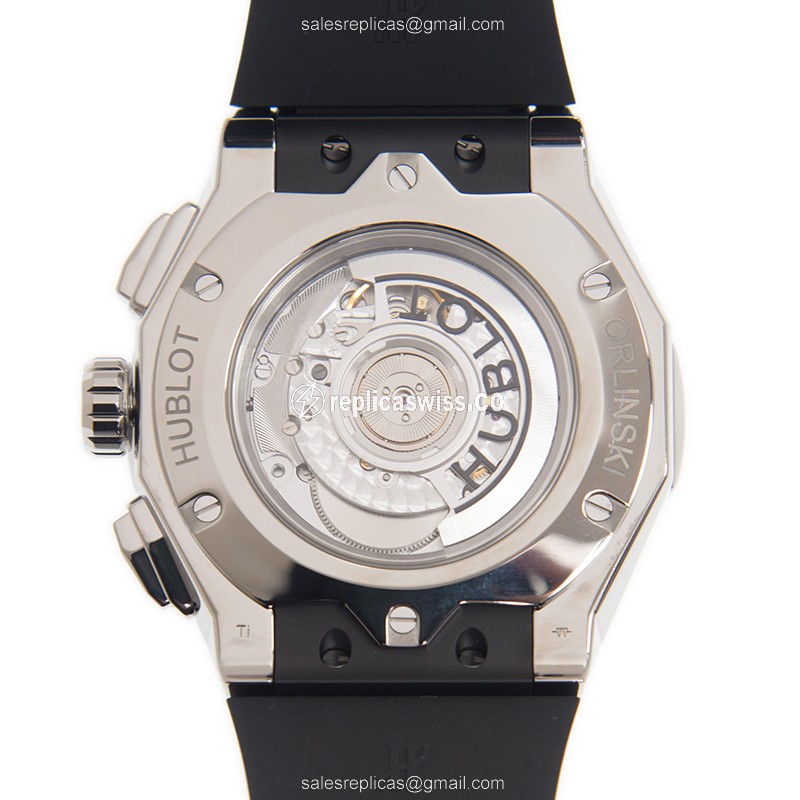 Hublot Classic Fusion Replica - Automatic - Diamond Case - Skull Dial - Black Rubber Strap - View 3