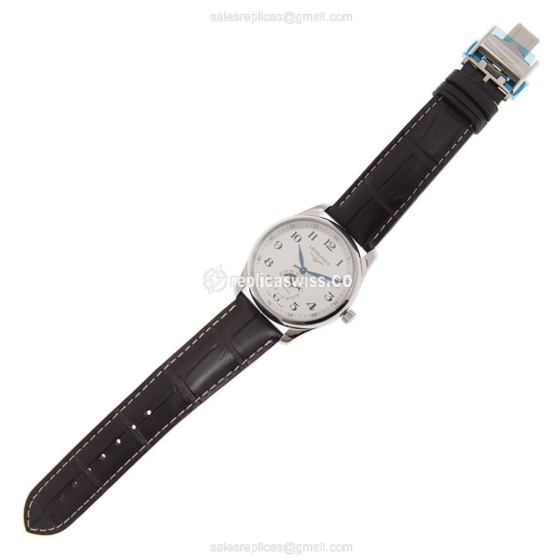 Longines L2.909.4.78.3 Replica - Automatic - Steel Case, White Dial, Brown Leather Strap - View 2