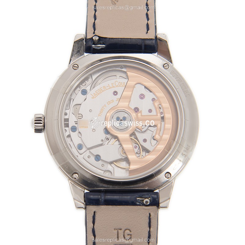 Jaeger-Lecoultre Rendez-Vous Replica - Automatic - White Dial - Diamonds - Blue Alligator Strap - View 3