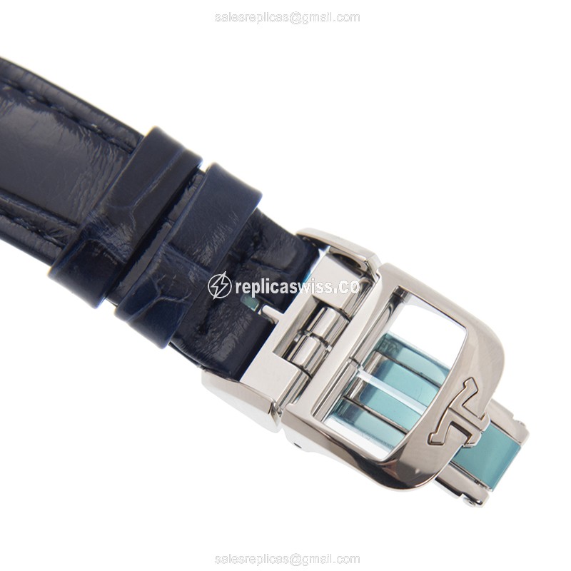 Jaeger-Lecoultre Rendez-Vous Replica - Automatic - White Dial - Diamonds - Blue Alligator Strap - View 4