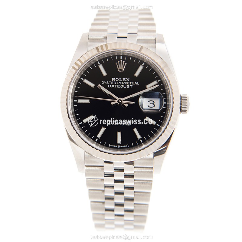 Rolex Datejust Replica - Automatic - White Gold & Steel - Black Dial - View 2