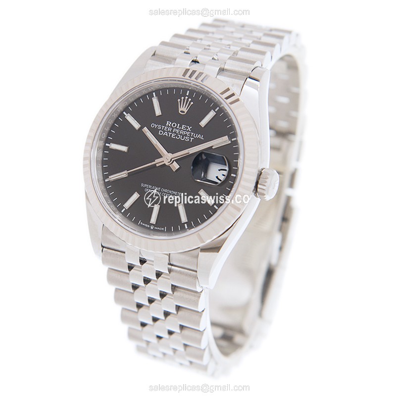 Rolex Datejust Replica - Automatic - White Gold & Steel - Black Dial - View 3