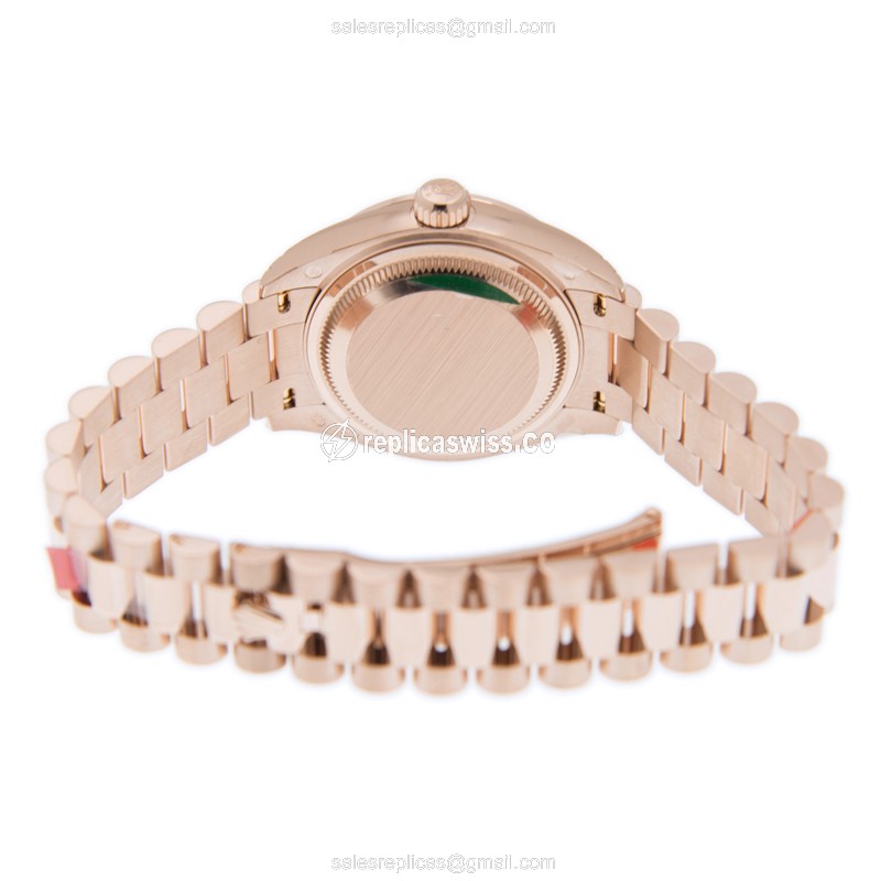 Rolex Datejust Replica - Automatic - 18kt Rose Gold Case - Diamonds - Brown Dial - View 3