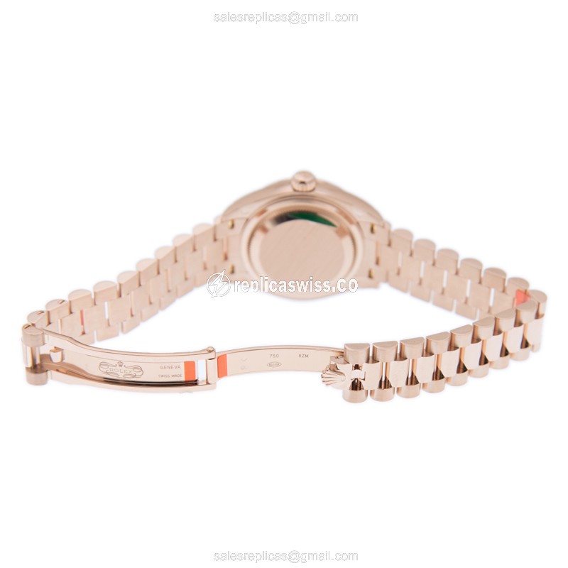 Rolex Datejust Replica - Automatic - 18kt Rose Gold Case - Diamonds - Brown Dial - View 4