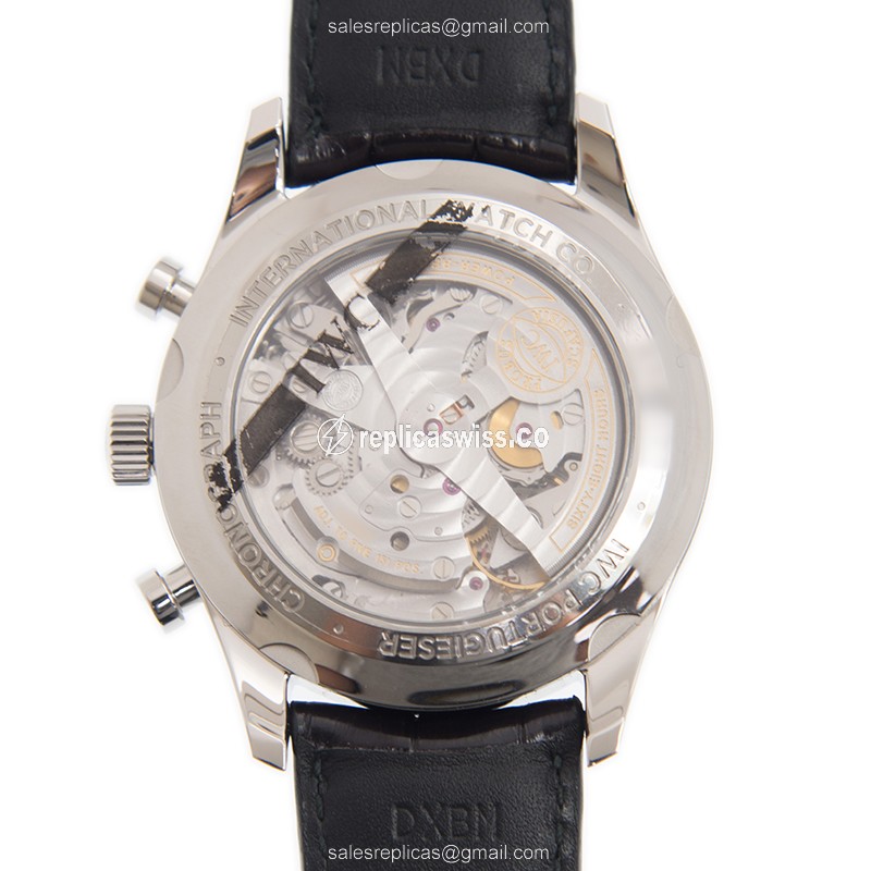 IWC Portuguese Replica - Automatic - Stainless Steel - Blue Dial - Black Alligator Buckle - View 3