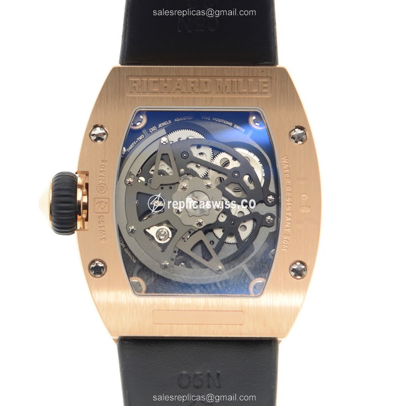 Richard Mille RM023 Ladies - Automatic - 18kt Rose Gold - Diamonds - Black Dial - Rubber Strap - View 3