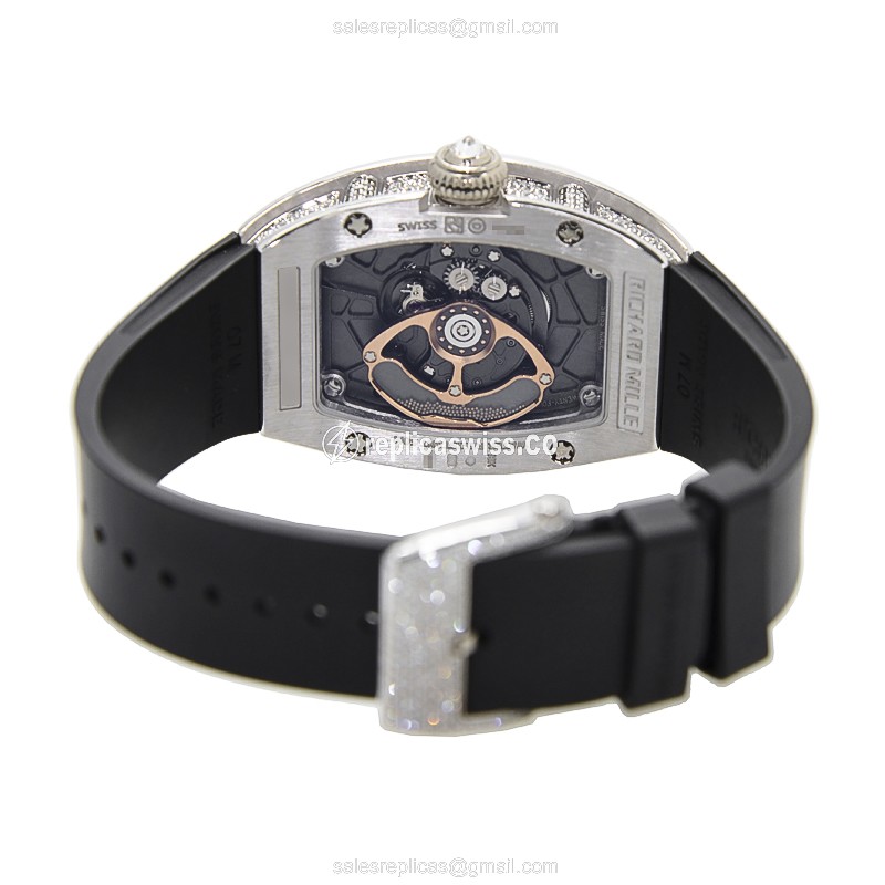Richard Mille RM007 Ladies - Automatic - 18kt White Gold - Skull Dial - Black Rubber Strap - View 4