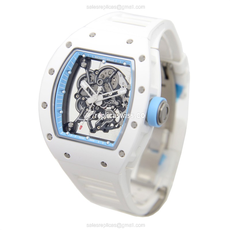 Richard Mille RM055 Manual Wind - Titanium Case - Skull Dial - White Rubber Strap - View 3