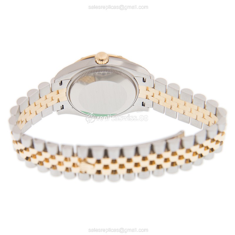 Rolex Datejust Replica - Automatic - 18kt Gold & Diamond - Green Dial - Gold Strap - View 4