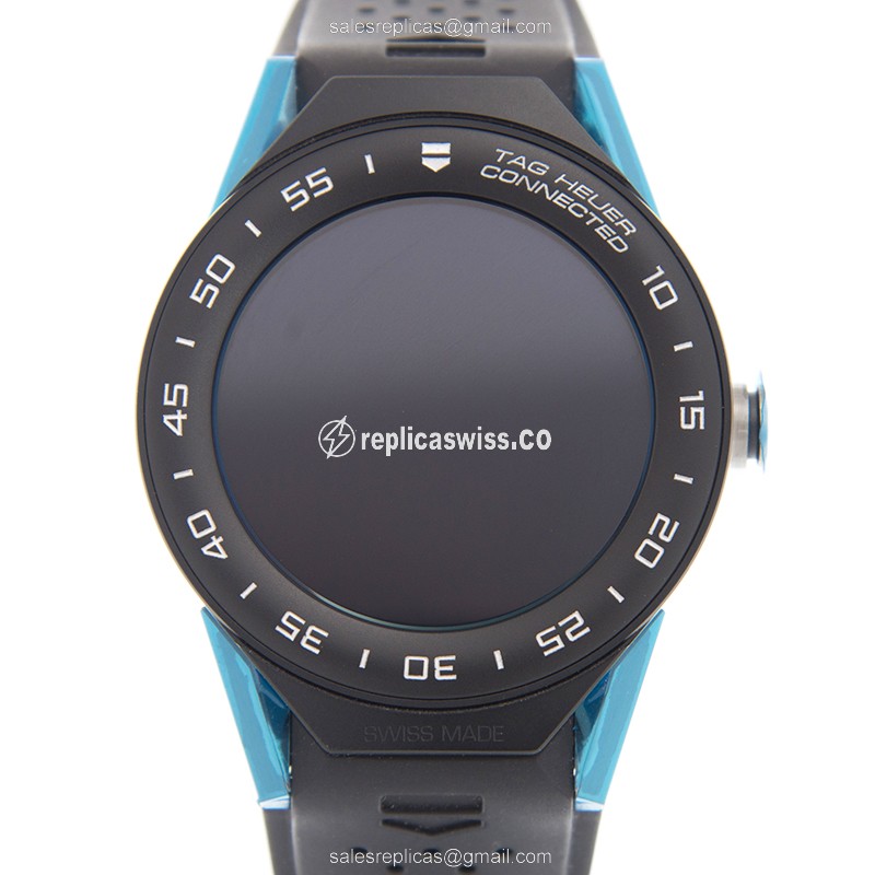 Tag Heuer Connected Replica - Ceramic Case - Black Dial - Rubber strap - Black buckle - View 2