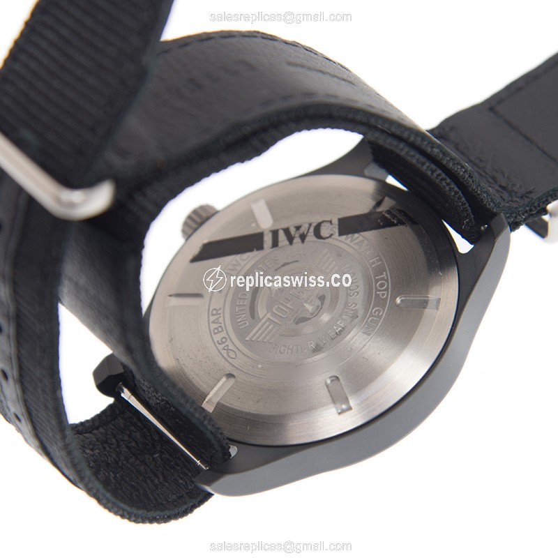 IWC IW326901 PILOTS Replica - Automatic Ceramic - Black Dial - Canvas Strap - Black Buckle - View 3