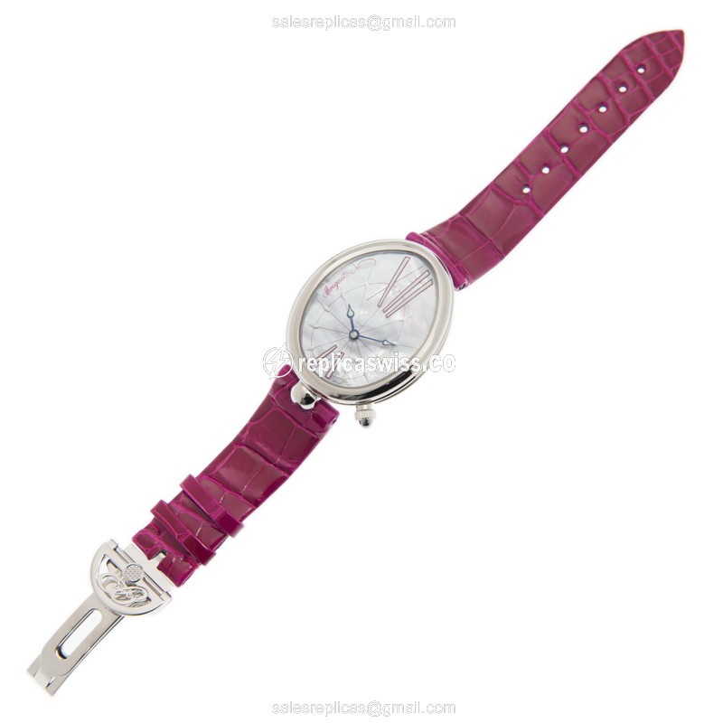Breguet Reine De Naples Replica - Automatic - White Dial - Pink Alligator Strap - View 2