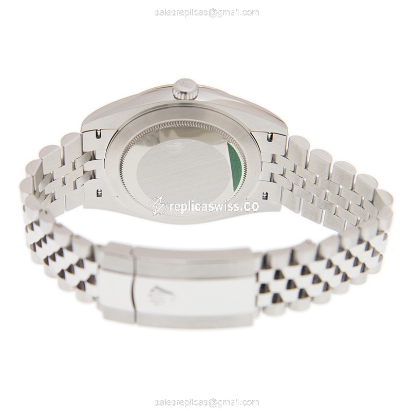 Rolex DATEJUST Replica - Automatic - 18kt White Gold & Steel - Blue Dial - Silver Steel Strap - View 4