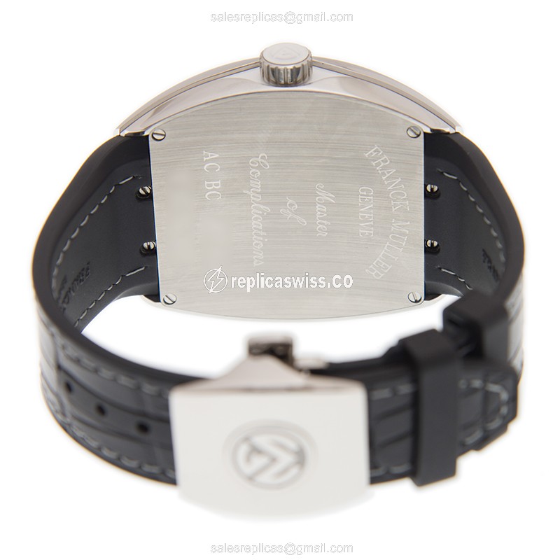 Franck Muller V45 SC DT AC.BC Vanguard Auto - White Dial - Leather Strap - View 4