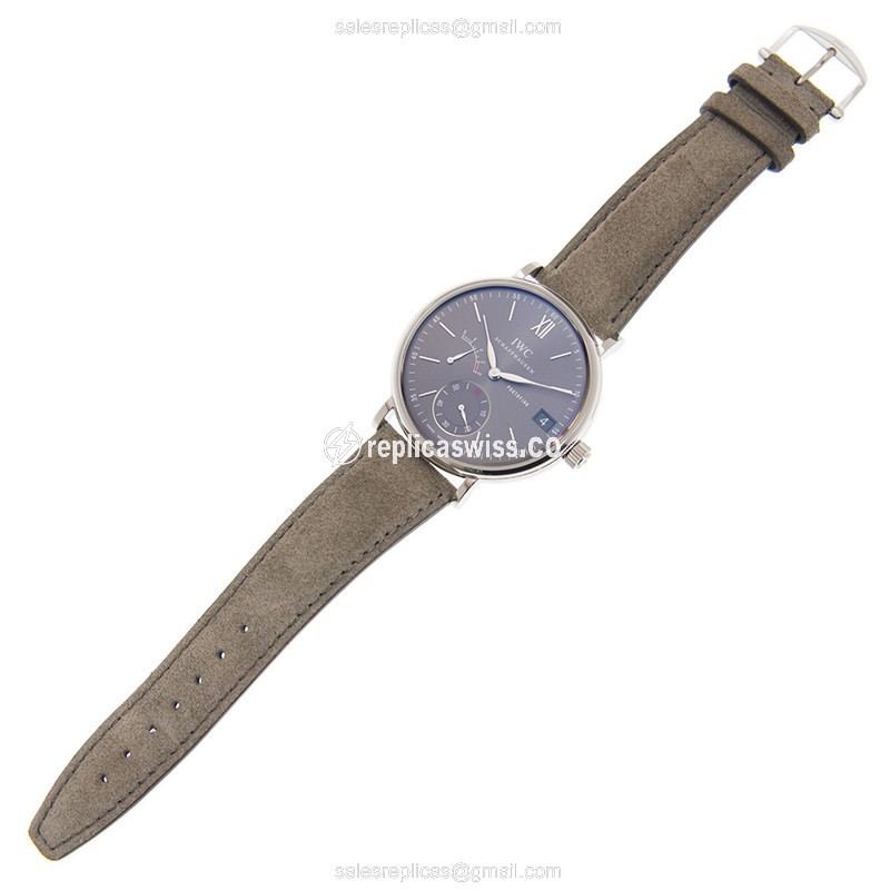 IWC Portofino Replica - Manual Wind - Stainless Steel Case - Gray Dial - Blue Leather Strap - View 2