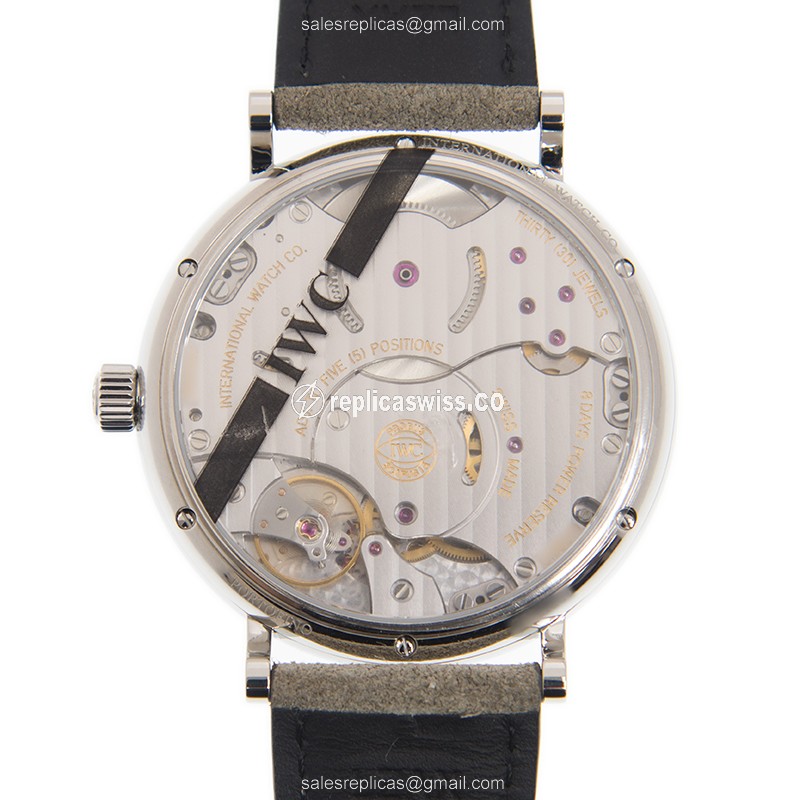 IWC Portofino Replica - Manual Wind - Stainless Steel Case - Gray Dial - Blue Leather Strap - View 3