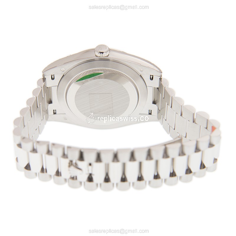 Rolex DAY-DATE Replica | Automatic | 950 Platinum Case, Blue Dial | Silver Clasp & Strap - View 4