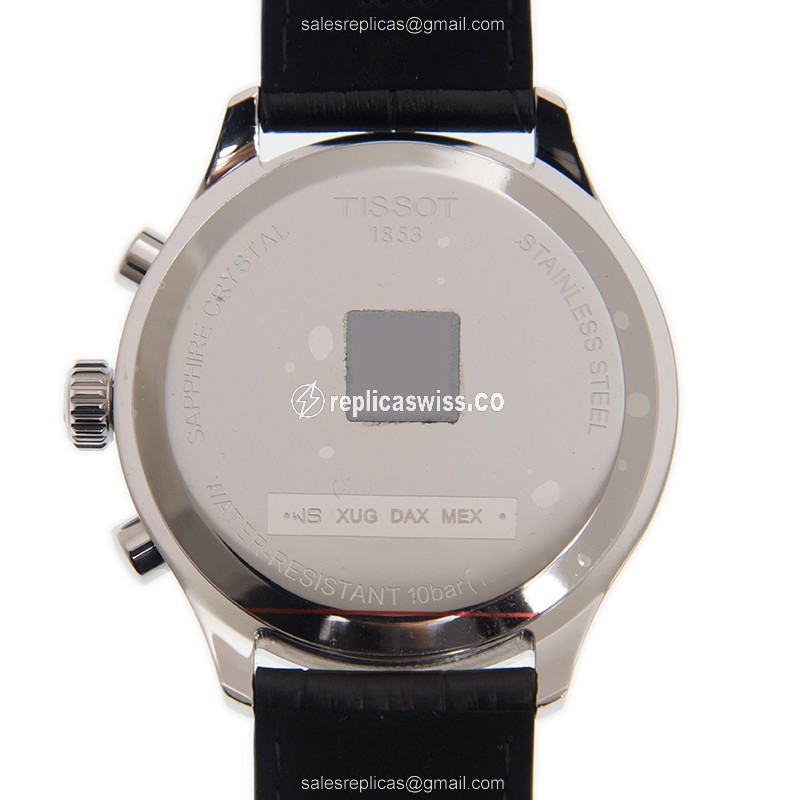 Tissot Chrono XL Quartz Steel Gray Dial Black Leather Strap Buckle Clasp Replica Watch - View 3