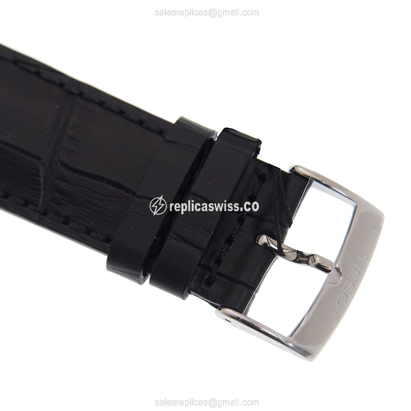 Tissot Chrono XL Quartz Steel Gray Dial Black Leather Strap Buckle Clasp Replica Watch - View 4