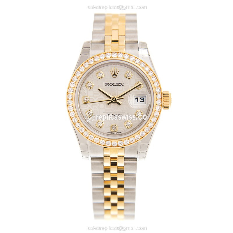 Rolex Datejust Replica - Automatic - 18kt Gold Case - Silver Dial - Gold Strap - View 2