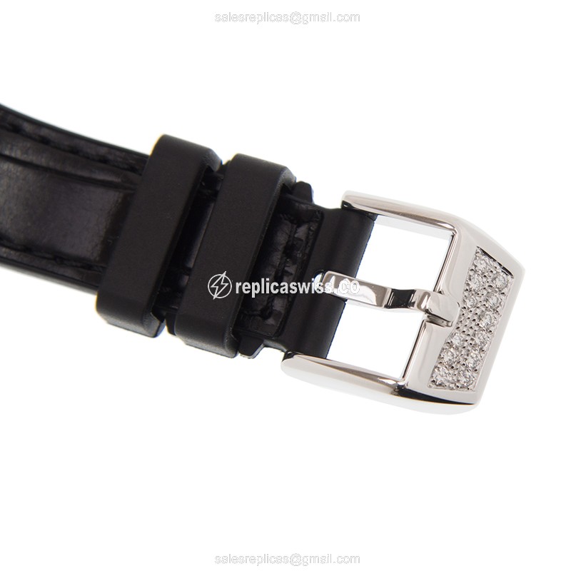 Franck Muller V 35 SC AT FO D CD Vanguard Auto - Diamond Case - Silver Dial - Black Alligator Buckle - View 4