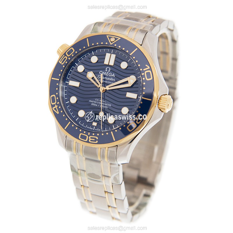 Omega Seamaster 210.20.42.20.03.001 - Auto - 18kt Gold & Steel - Blue Dial - Gold Strap - View 3