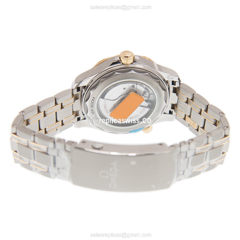 Omega Seamaster 210.20.42.20.03.001 - Auto - 18kt Gold & Steel - Blue Dial - Gold Strap - View 4