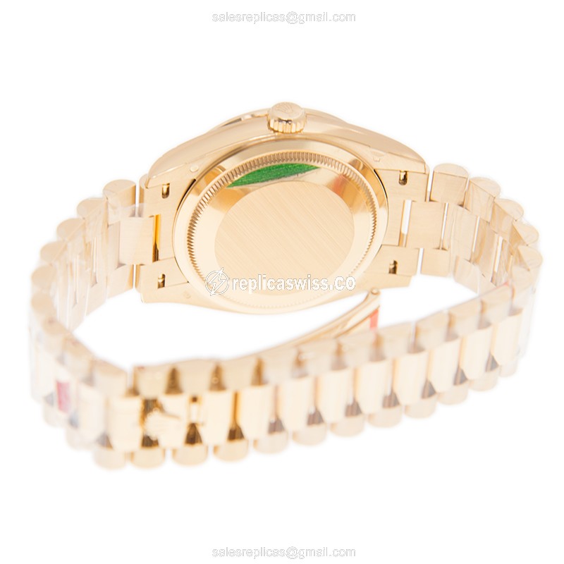 Rolex Day-Date Replica - Automatic - Green Dial, Gold Case, Gold & Diamond - View 4