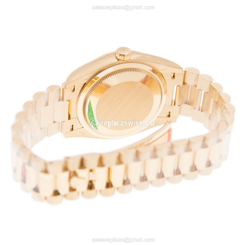 Rolex Day-Date Replica - Automatic - 18kt Gold - Green Dial on Gold Strap - View 4