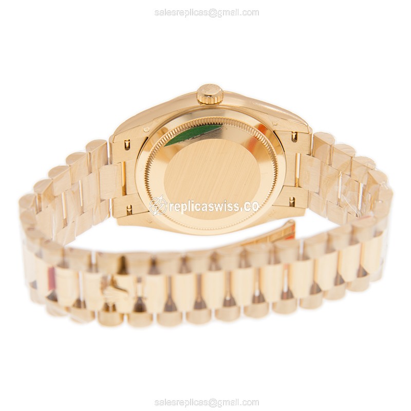 Rolex DAY-DATE Replica - Auto - 18kt Gold - Gray Dial - Gold Strap - View 4