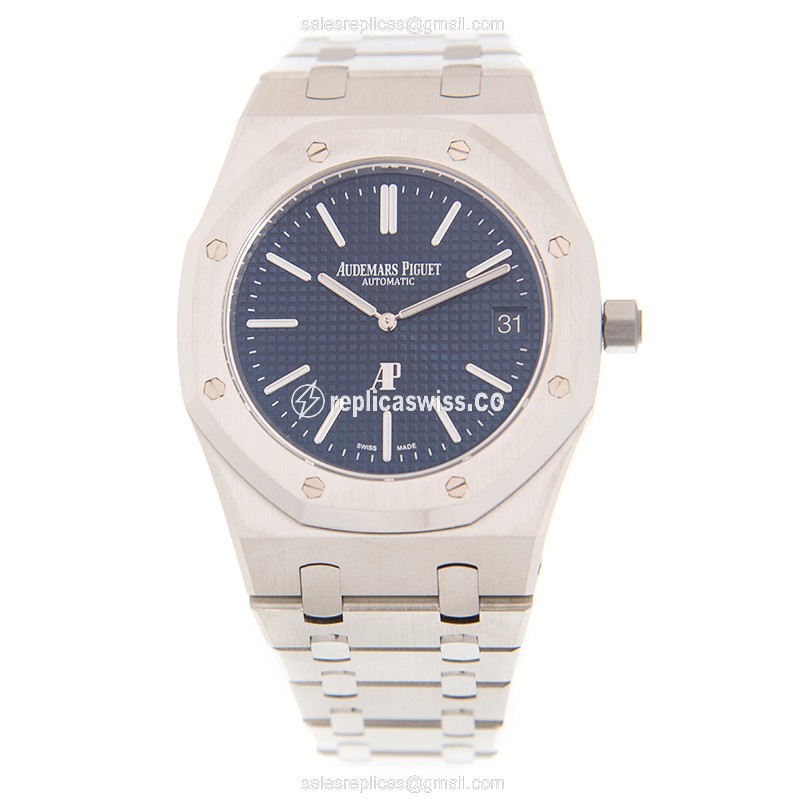Royal Oak Replica - Audemars Piguet 15202ST.OO.1240ST.01 - Automatic - Blue Dial - Silver Steel - View 2
