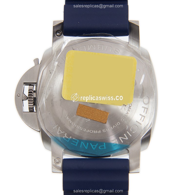 Panerai PAM00959 Replica - Automatic - Steel Case - Gray Dial - Blue Rubber Strap - View 3