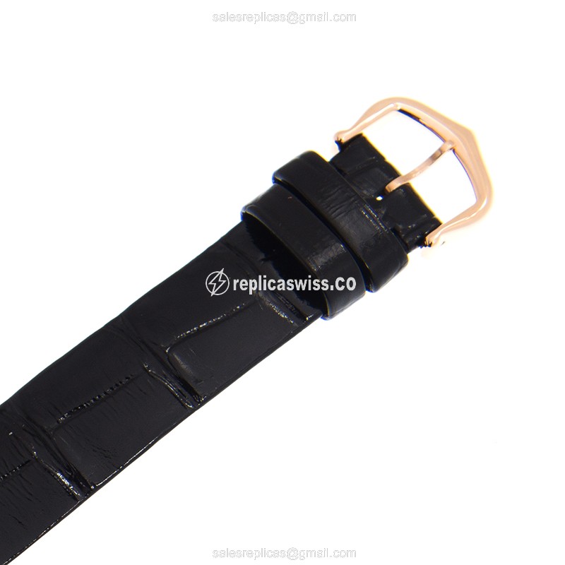 Cartier Ballon Blanc Quartz 18kt Rose Gold - Diamond Dial - Silver - Alligator Black Buckle - View 4