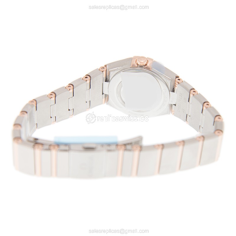 Omega Constellation Quartz - 18kt Rose Gold/Steel - White Dial, Gold Strap - View 4