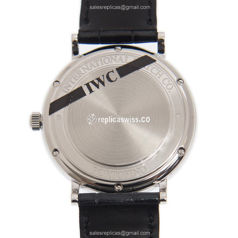 IWC Portofino Automatic - Steel Case - Blue Dial - Black Alligator Strap - Buckle Clasp - View 3