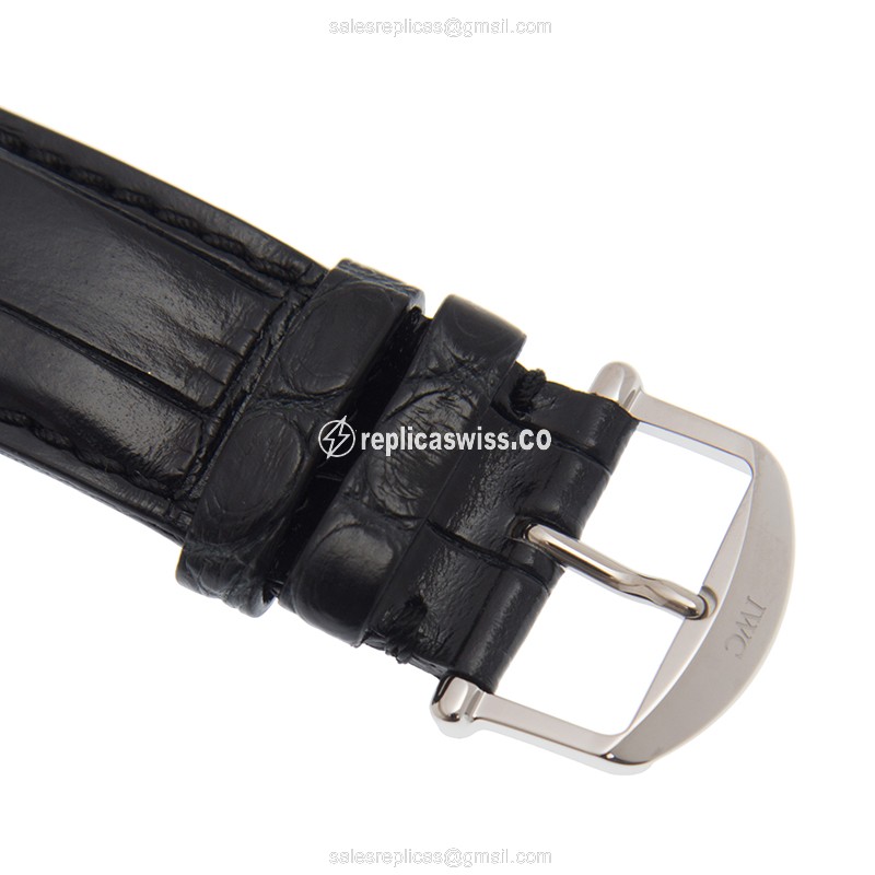 IWC Portofino Automatic - Steel Case - Blue Dial - Black Alligator Strap - Buckle Clasp - View 4
