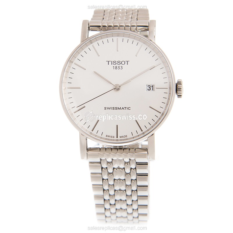 Tissot EVERYTIME Replica - Automatic - Stainless Steel - White Dial - Silver Clasp - View 2