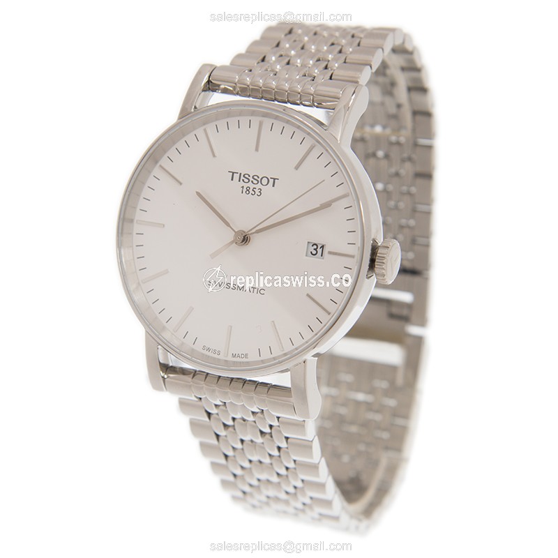 Tissot EVERYTIME Replica - Automatic - Stainless Steel - White Dial - Silver Clasp - View 3