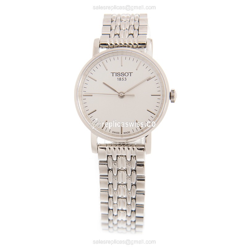 Tissot T109.210.11.031.00 Replica - Quartz - Stainless Steel Case - White Dial - Silver Steel Strap - View 2