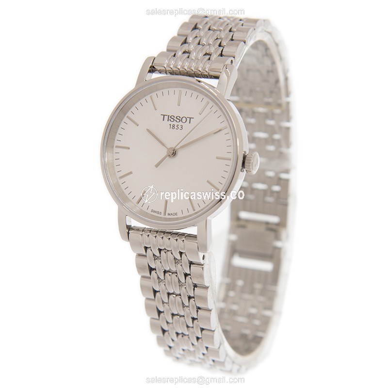 Tissot T109.210.11.031.00 Replica - Quartz - Stainless Steel Case - White Dial - Silver Steel Strap - View 3