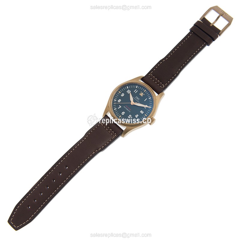 IWC Spitfire Replica - Automatic Bronze - Green Dial - Brown Leather Strap - Buckle Clasp - View 2