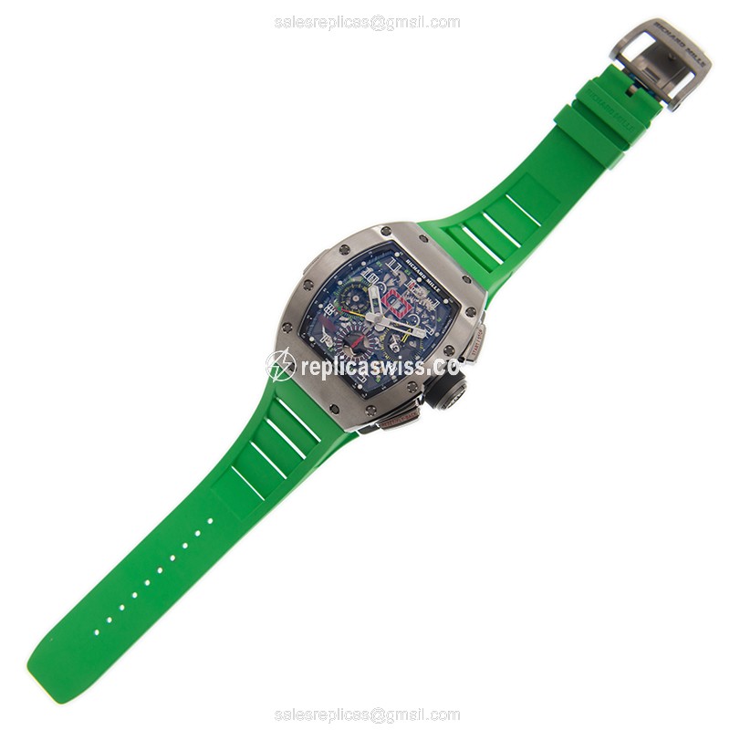 Richard Mille RM11-02 TI - Automatic - Black Dial - Green Rubber Strap - Buckle Clasp - View 2