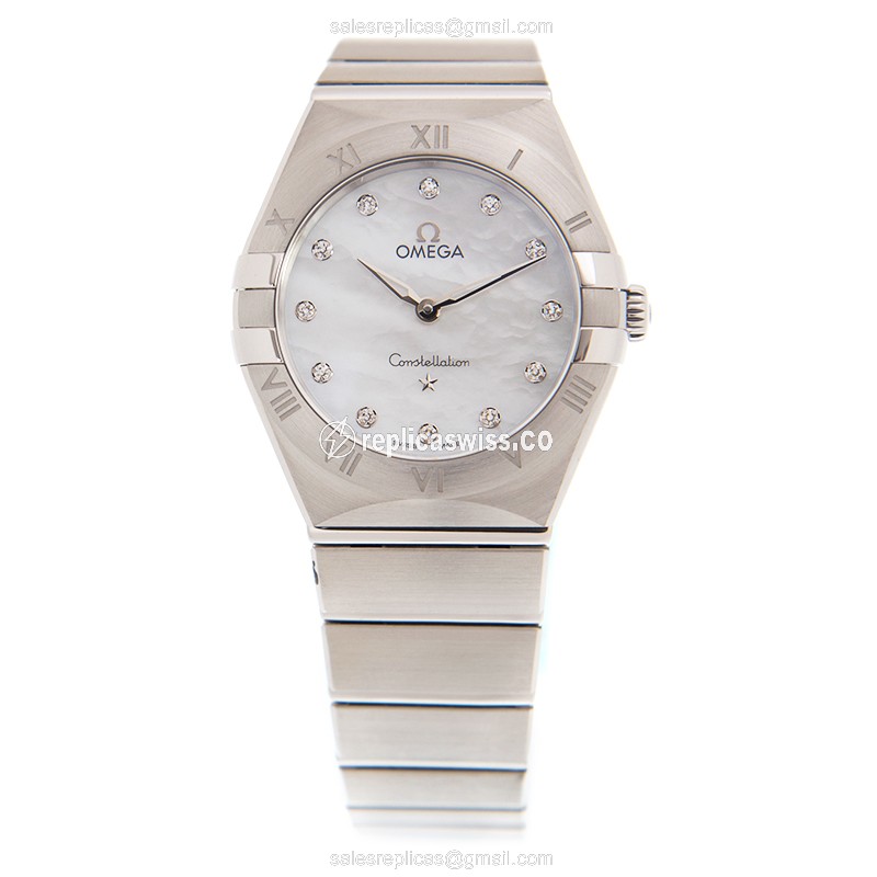 Omega Constellation Quartz - White Dial - Steel Case - Silver Strap - Clasp - View 2