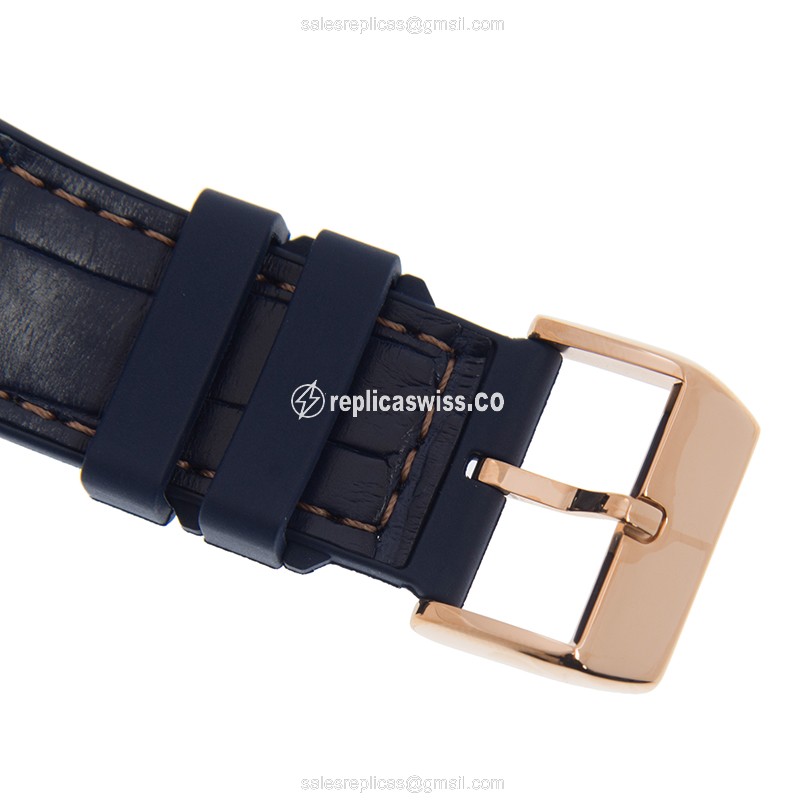 Franck Muller V 45 SC DT DIA DRAGON KING 18kt Rose Gold - Auto - Silver Dial - Blue Leather Strap - View 4