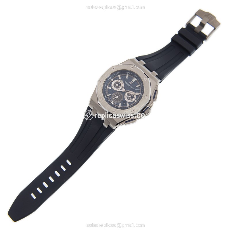Royal Oak Offshore Replica - Audemars Piguet - Automatic - Titanium Case - Blue Dial - Rubber Blue Strap - Buckle Clasp - View 2