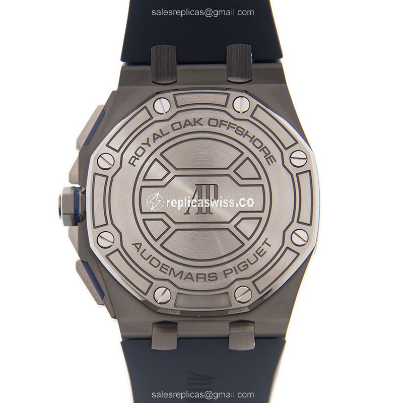 Royal Oak Offshore Replica - Audemars Piguet - Automatic - Titanium Case - Blue Dial - Rubber Blue Strap - Buckle Clasp - View 3