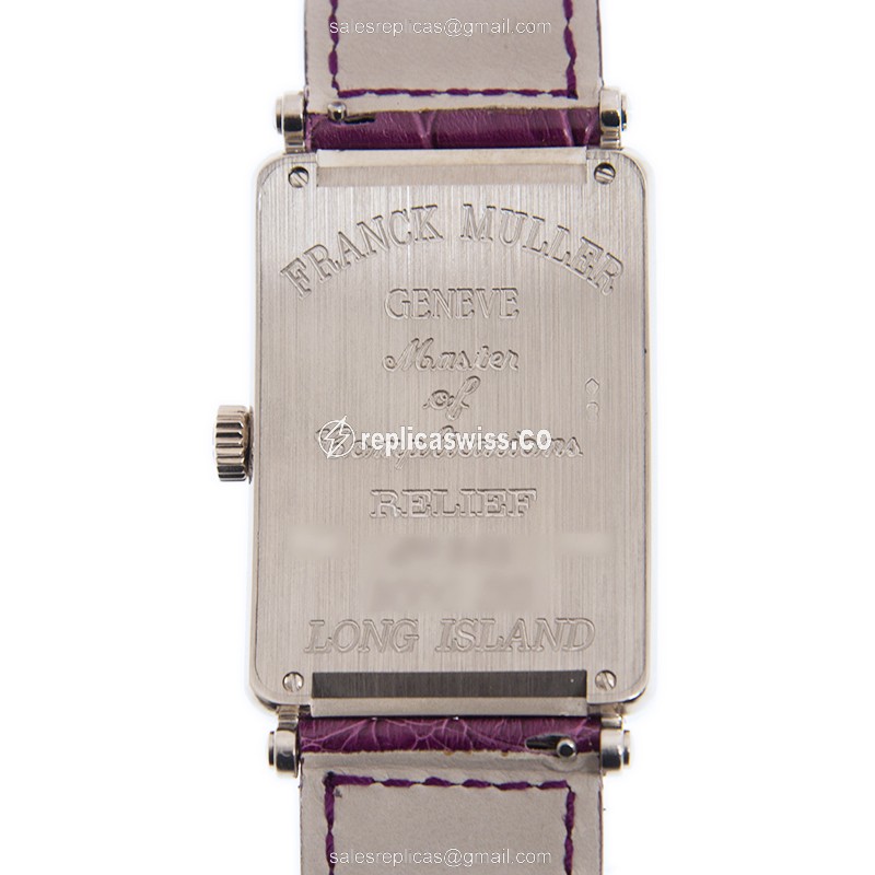Franck Muller 1000 SC REL Replica - Automatic - Silver Dial - 18kt Gold Case - Purple Leather Strap - View 3