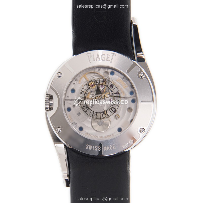 Piaget LIMELIGHT Manual Wind - 18kt White Gold - Diamond Dial - Black Leather Strap - Buckle Clasp - View 3