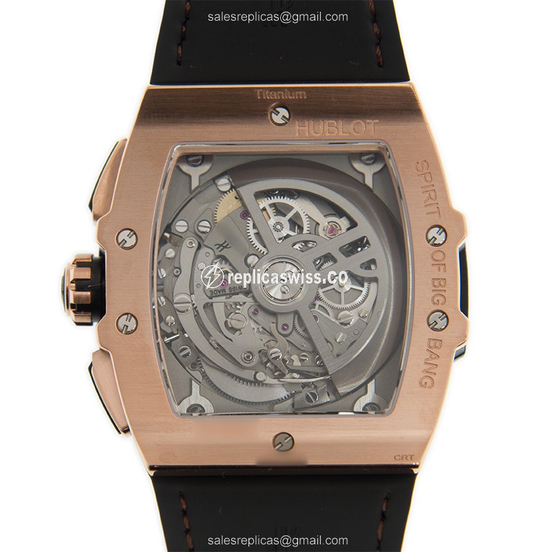 Hublot BIG BANG Replica - Automatic - 18kt Rose Gold - Silver Dial - Brown Leather Strap - View 3