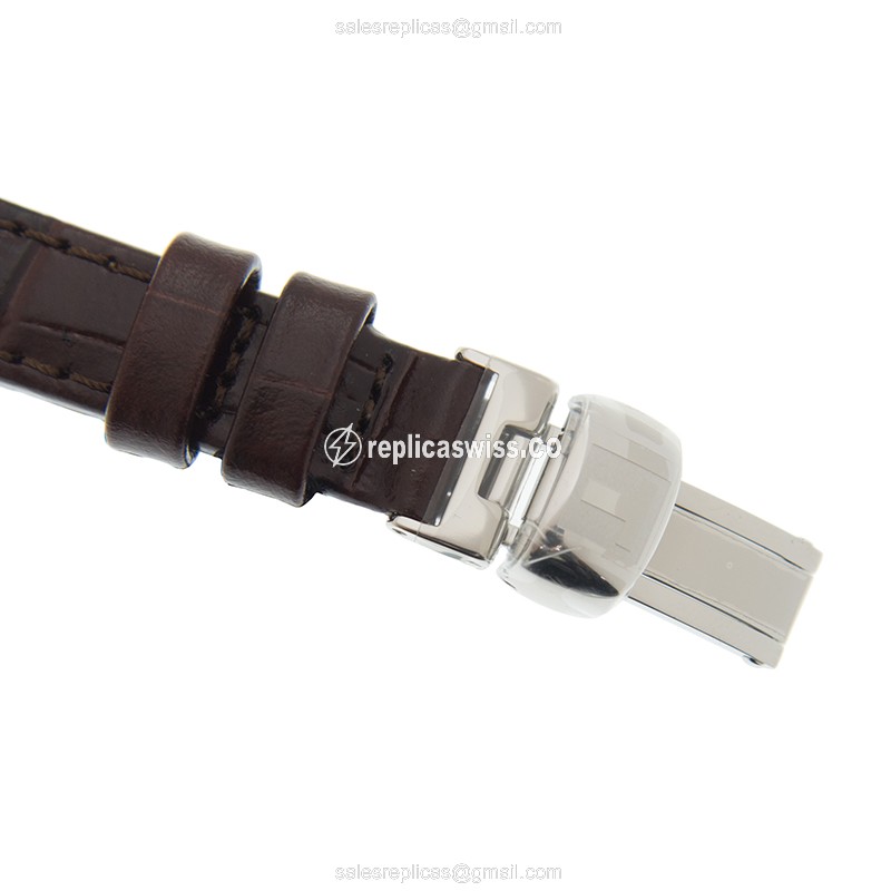 Rolex T-CLASSIC Replica - Automatic - Silver Steel - Brown Leather - View 4